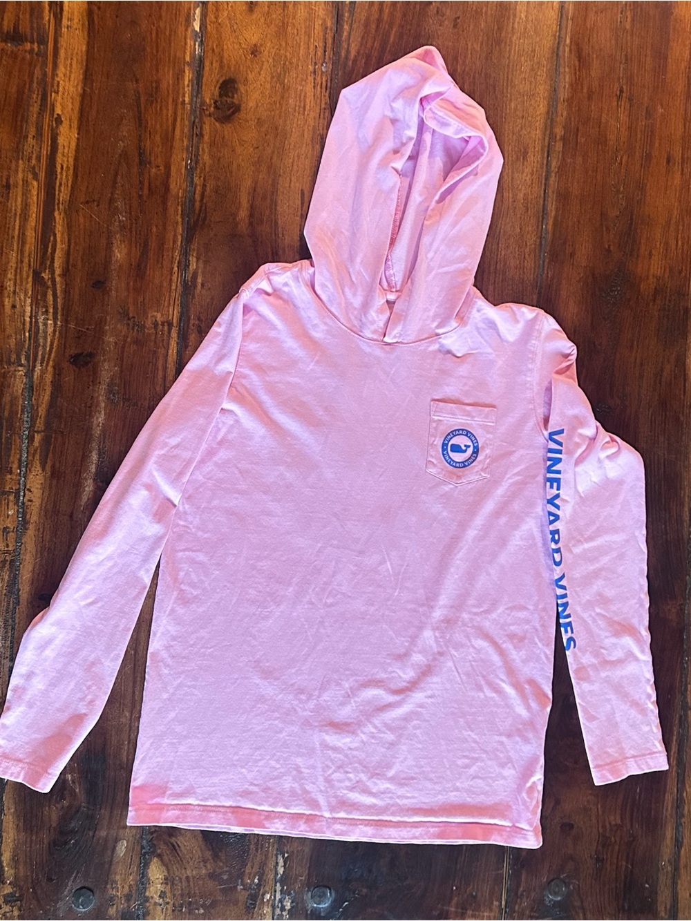 Vineyard Vines Pink Hooded Long Sleeve Tee Sz youth L/ 14
